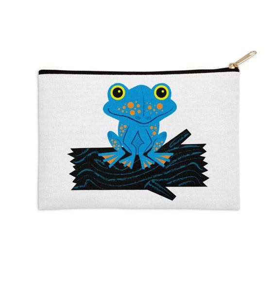 Frog On a Log - pencil case - zip pouch - 8.5" x 6" / 12.5" x 8.5"