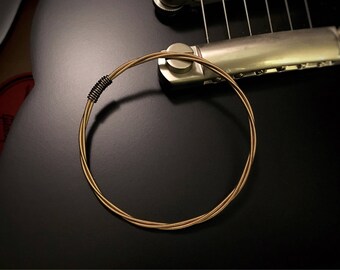 Yellow Wrapped Guitar String Bangle Bracelet