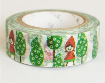 210633 white with Little Red Riding Hood tree Washi Masking Tape deco tape Shinzi Katoh