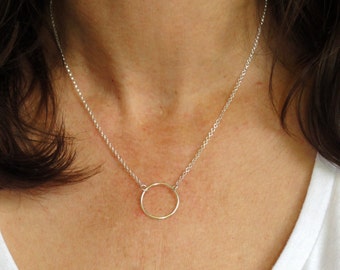 Sterling silver circle necklace, Circle necklace, Karma necklace, Large circle necklace, Layering necklace, Minimalist necklace