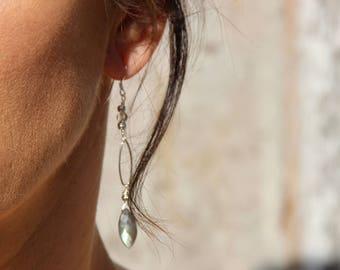 Grade AAA Labradorite earrings on Sterling Silver