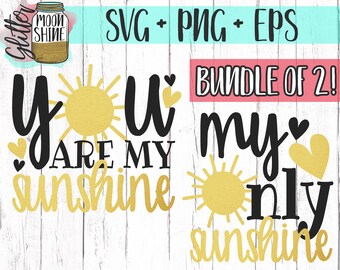 You Are My Sunshine My Only Sunshine Bundle svg dxf eps png Files for Cutting Machines Cameo Cricut, Mommy Me, Twins, Baby Boy, Toddler Girl