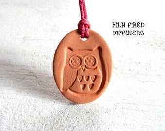 Kids Children Essential Oil Diffuser Owl Necklace Aromatherapy Boy Girl Terracotta Clay Jewelry Discounts Available Personalized