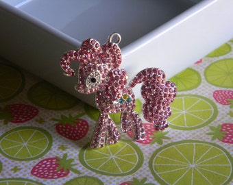 Pinkie Pie Rhinestone Pendant For Bubble Necklace Key Chains Zipper Pulls Bubblegum Jewelry Holiday Ornaments Charms Pink My Little Pony