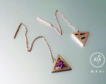 18k Rose Gold Drop Earrings with Sri Lankan Sapphire
