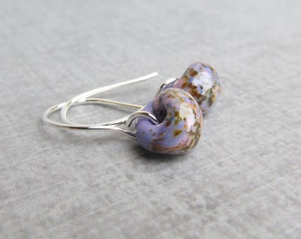 Wisteria Purple Drop Earrings Silver, Purple Earrings, Small Dangles Purple Glass, Sterling Silver Earrings, Glass Drop Earrings Small