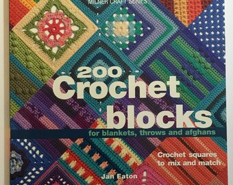 NEW 200 Crochet Blocks by J. Eaton Paperback Book Crochet Designs afghan squares
