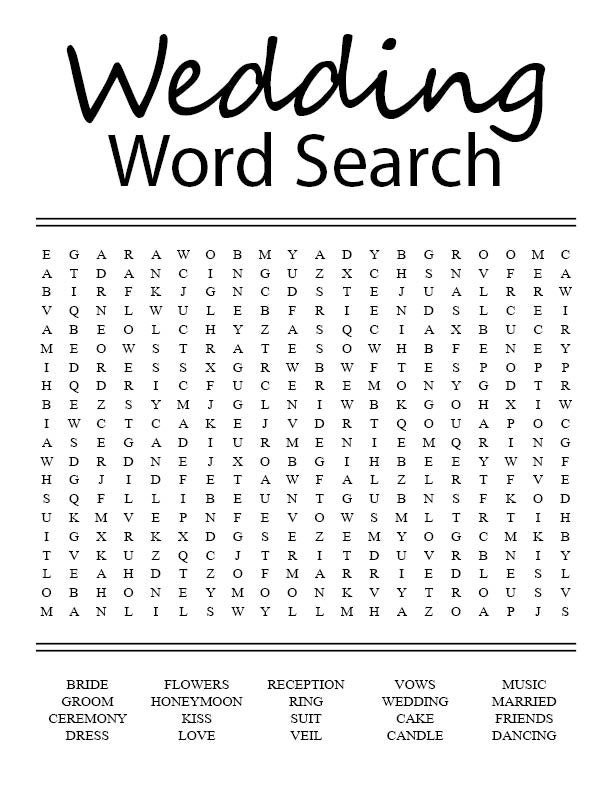 wedding word search