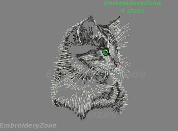 Nice cat Machine embroidery design outline. Silhouette of cat