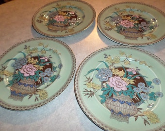 4 set Clarice Cliff hand painted enamel Ophelia Dinner Plate Newport Pottery England