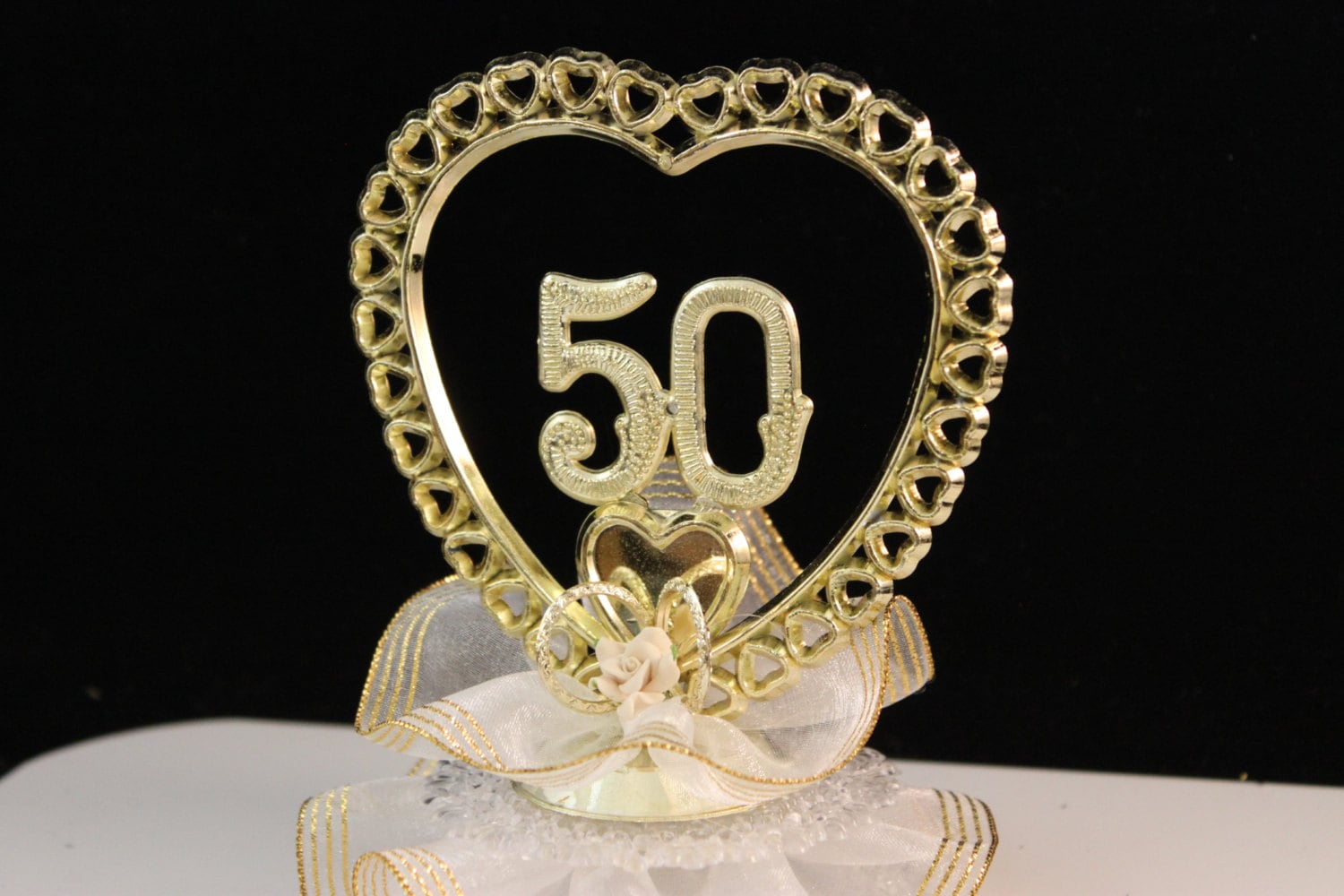 50th Wedding Anniversary Cake Topper / Golden Anniversary Cake