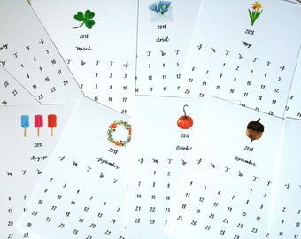 2018 desk calendar, 2018 calendar, watercolor calendar, desk calendar, easel calendar, original watercolor calendar
