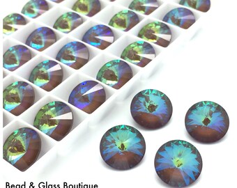 Swarovski Crystal Rivoli #1122, 14mm, 4 pieces, Ultra Cocoa AB