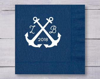 Luncheon Napkins, Engagement Napkins, Custom Napkins, Party Napkins Wedding Napkins, Lunch Napkins, Anchor Napkins, Wedding Monogram, 1383