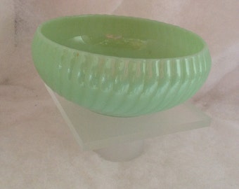 Vintage Anchor Hocking Fire King Jadite Ribbed Bulb Bowl Planter