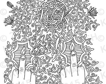 Fuck This Shit Adult Coloring Page Gift Wall Art Funny Humor