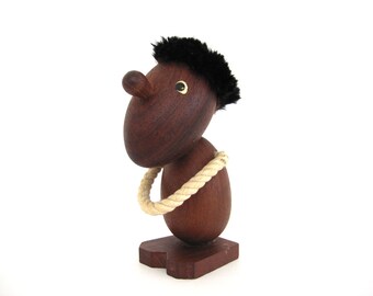 Danish Teak Figure Optimist Pessimist Hans Bolling Style Wooden Figurine Danish Modern Design Mid Century Decor