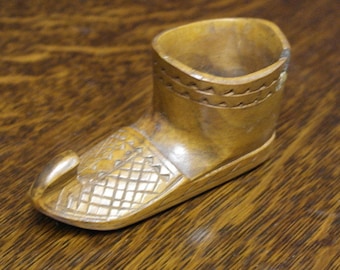 vintage carved wood shoe match holder