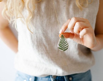 Pressed Fern Necklace Pressed Flower Jewelry Terrarium Necklace Botanical Jewelry 14k Gold Fill Chain