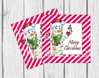 Merry Christmas Tags Snowman Tags Christmas Tags Holiday Tags Gift Tags Favor Tags Set of 10 - T615