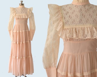 1970s Gunne Sax Peasant Dress size S
