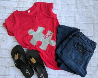 Autism mom shirt, autism awareness shirt, strong autism mom shirt, autism shirt, autism awareness month shirt, puzzle piece shirt