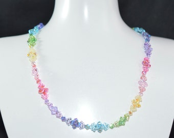 Necklace "Arc-en-ciel" multicolored Swarovski crystal