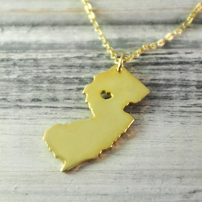I heart New Jersey Necklace New Jersey pendant 18K gold plated