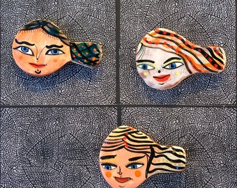 Three Swimmers Shaped Refrigerator Magnets by Jenny Mendes