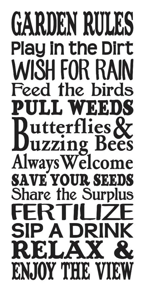 Primitive Spring/Summer STENCIL GARDEN RULES Large