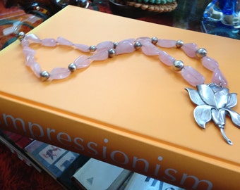 Sterling Silver and Rose Quartz Necklace