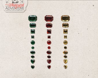 Gems, Gemstones, Commercial Use OK, Digital Scrapbooking Embellishments, Instant Download, Red, Yellow, Emerald, Faux Gems, Trinkets, Jewels