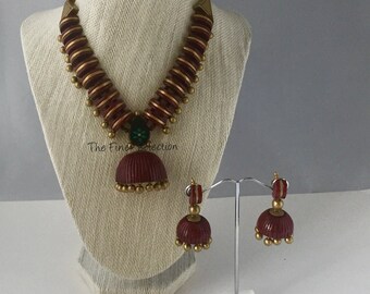 Maroon Terracotta One of a kind Necklace set