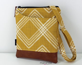ZOE Messenger Cross Body Sling Bag - Colton Saffron Yellow and PU Leather READY to SHIp Ipad bag