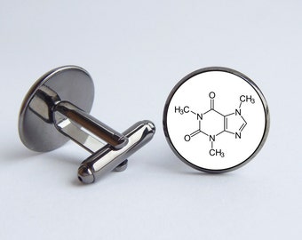 Caffeine molecule cufflinks Men's gift Molecule cufflinks Funny gift Coffee lovers Cuff links Chemical cufflinks Coffee gift