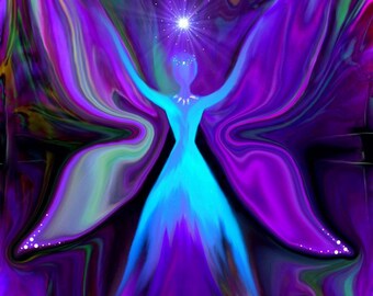 Angel Art, Reiki Energy Wall Decor, Fantasy Fairy Print "Angel of the Fairy Realm"