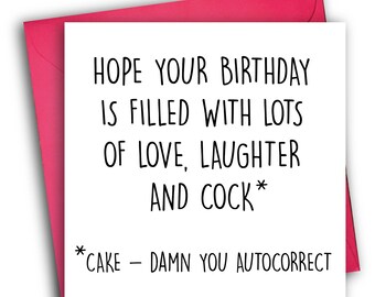 Funny Birthday Card/ Rude Birthday Card/ Autocorrect