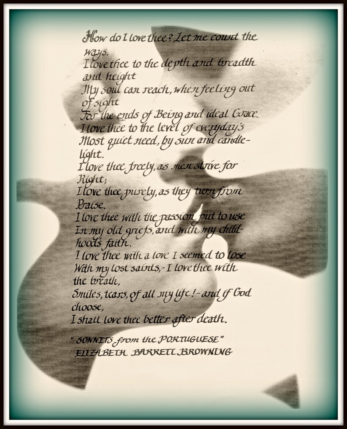 calligraphy love offering Print Browning 8 Barrett Love Elizabeth Poem X 10 calligraphy love offering Print Browning 8 Barrett Love Elizabeth Poem X 10