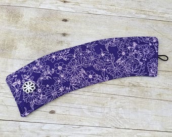 Dark Purple with Light Purple Flowers Coffee sleeve, Reusable cup cozy, Eco friendly, Coffee cup sleeve, Coffee cozy, cup cozy, cup sleeve
