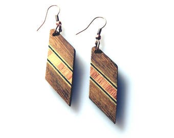 Wooden Earrings From Iroko Wood / handmade / wood boho earrings