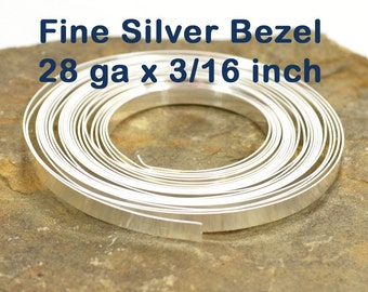 28ga x 3/16" Plain Bezel - Fine Silver - Choose Your Length