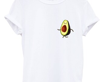 Avocado Pocket T-Shirt, Proud avocado funny hipster healthy vegan food cartoon gift mens womens kids unisex hilarious 100% cotton gift L86