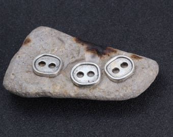 10pc Silver Oval Buttons Antique Silver Metal Buttons, Double Hole Buttons, Wrap Bracelet Buttons, Sewing, Supplies
