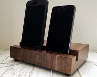 Handmade iPhone stand, walnut iPad stand, docking station, iPad dock, iPad Pro stand, ipad mini, phone charging stand, simple modern design.