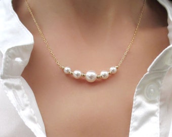 Pearl gold bar necklace, Pearl gold necklace, Gold bar necklace, Bar necklace, Pearl necklace gold, Pearl necklace, Pearl bar necklace