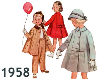 Vintage Girls Coat Pattern Toddler Coat Toddler Pants Girls Dress Coat SIMPLICITY 2714 Girls Size 2 Vintage Toddler Coat Toddler Pattern