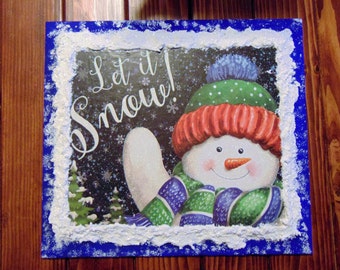 Handmade Wooden Christmas Snowman Sign, Handpainted Christmas Snowman Sign, Snowman Decoration, Snowman Sign, Christmas Sign, Snowman