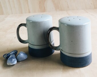 vintage ceramic salt and pepper shakers // salt and pepper shakers with handles