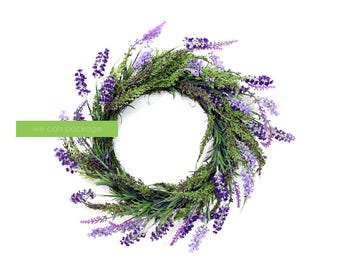 Artificial Lavender Wreath for Front Door Home Decoration | 17 Inches