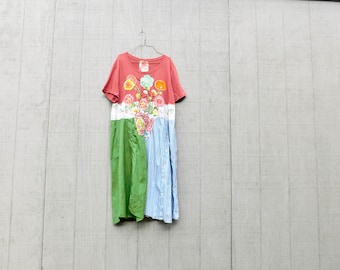 Summer Dress, Upcycled Clothing, Up-Cycled, Flower Collage, Recycled, Reclaimed, Repurposed, Sustainable, Tunic, Spring, CreoleSha